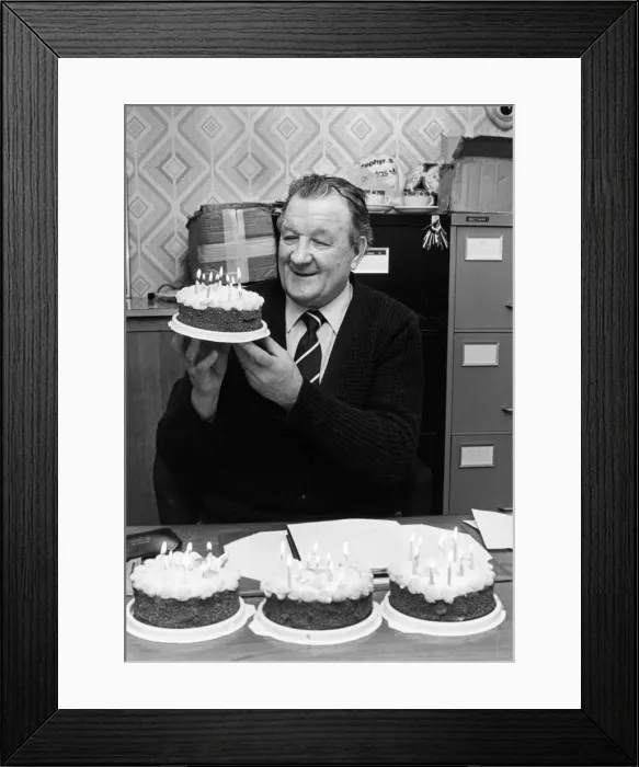 Framed Print : Celebrations for Liverpool manager Bob Paisley as he celebrates completing 43 years Framed Print : Celebrations for Liverpool manager Bob Paisley as he celebrates completing 43 years