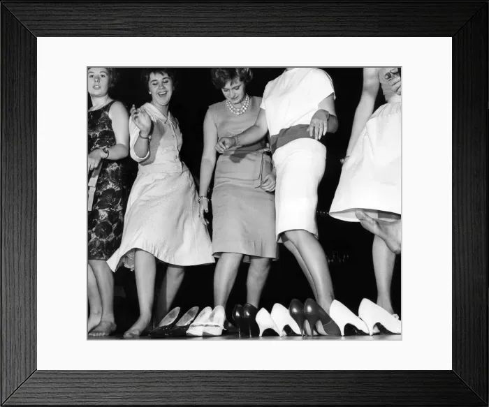 Framed Print : High heels discard as the girls join in the high jinks at the Locarno in Glasgow Framed Print : High heels discard as the girls join in the high jinks at the Locarno in Glasgow