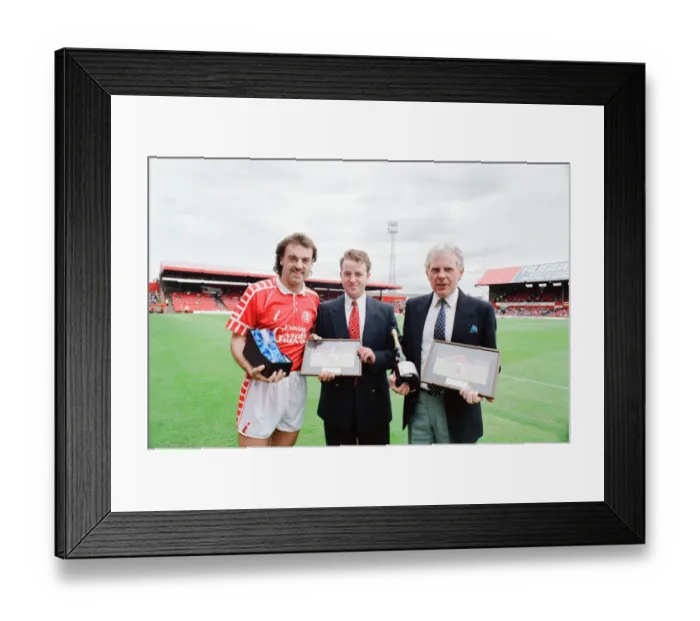 Framed Print : John Wark, Middlesbrough FC Player, receives Man of the Match Award at Ayresome Park