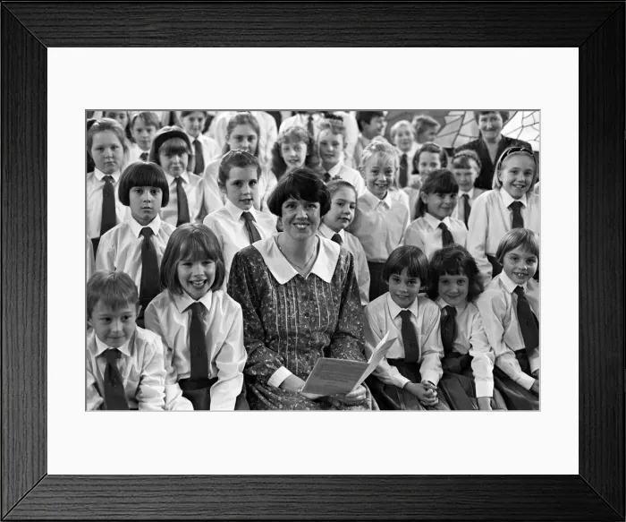 Framed Print : Huddersfield Choral Society contralto Jane Hobson joins the Children Framed Print : Huddersfield Choral Society contralto Jane Hobson joins the Children