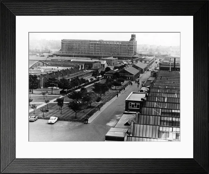 Framed Print : An elevated view showing Dunlop factory in Birmingham. July 1963 Framed Print : An elevated view showing Dunlop factory in Birmingham. July 1963