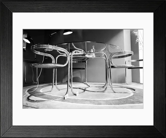 Framed Print : Furniture in the shop window of Liberty department store. 21st April 1969