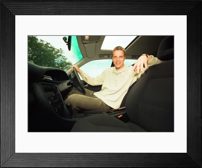 Framed Print : Middlesbroughs Jan Aage Fjortoft in his Audi estate car. 19th September 1995 Framed Print : Middlesbroughs Jan Aage Fjortoft in his Audi estate car. 19th September 1995