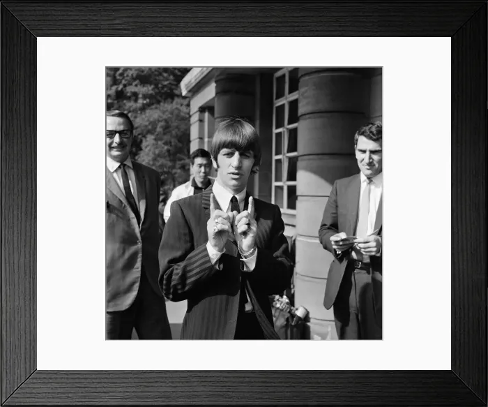Framed Print : Beatles drummer Ringo Starr speaks to the press after the birth of his baby boy Zak Framed Print : Beatles drummer Ringo Starr speaks to the press after the birth of his baby boy Zak