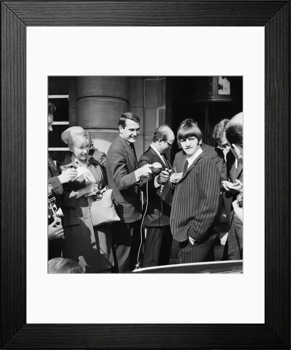 Framed Print : Beatles drummer Ringo Starr speaks to the press after the birth of his baby boy Zak Framed Print : Beatles drummer Ringo Starr speaks to the press after the birth of his baby boy Zak