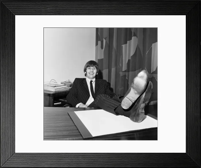 Framed Print : Beatles drummer Ringo Starr speaks to the press after the birth of his baby boy Zak Framed Print : Beatles drummer Ringo Starr speaks to the press after the birth of his baby boy Zak