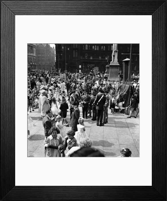 Framed Print : Participants of the Manchester Whit Walksgather outside the town hall