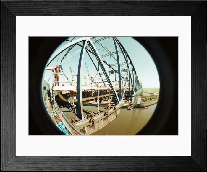 Framed Print : Tees Transporter Bridge, Middlesbrough, 27th June 1995. Painters from Deborah Services Framed Print : Tees Transporter Bridge, Middlesbrough, 27th June 1995. Painters from Deborah Services