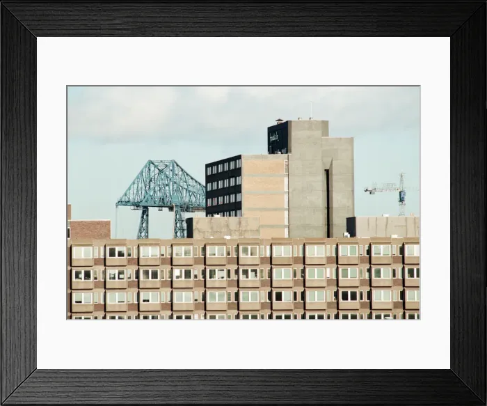 Framed Print : Views of Middlesbrough, 8th December 1994. Holiday Inn and Tees Transporter Bridge
