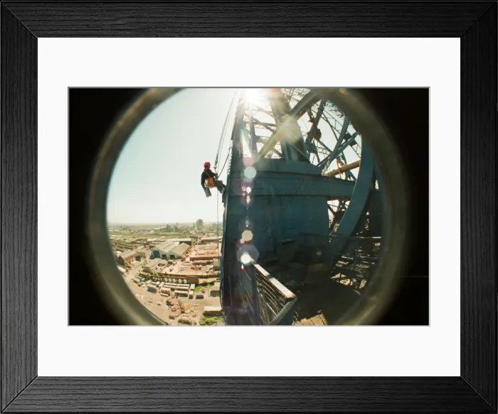 Framed Print : Tees Transporter Bridge, Middlesbrough, 27th June 1995. Painters from Deborah Services Framed Print : Tees Transporter Bridge, Middlesbrough, 27th June 1995. Painters from Deborah Services