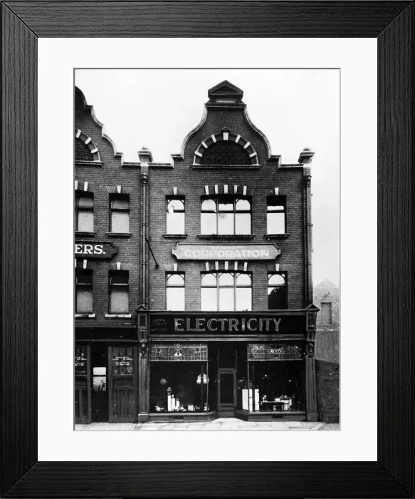 Framed Print : High Street, Stockton, 2nd December 1960. Electricity. Stockton Corporation
