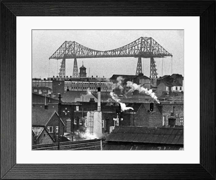Framed Print : The Tees Transporter Bridge, Middlesbrough, 8th January 1980