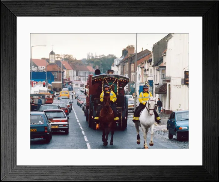 Framed Print : The Riding of the Fair - Yarm High Street. The annual procession hauled by a Framed Print : The Riding of the Fair - Yarm High Street. The annual procession hauled by a