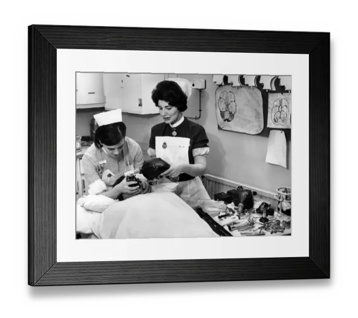 Framed Print : Scenes at Cardiff Royal Infirmary. 5th March 1968 Framed Print : Scenes at Cardiff Royal Infirmary. 5th March 1968