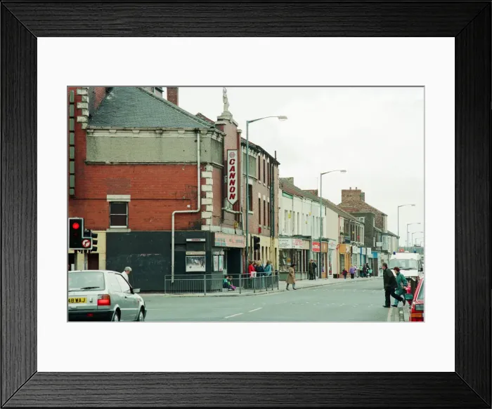 Framed Print : Cannon Cinema and Shops, along Prince Regent Street, Stockton, due to be demolished
