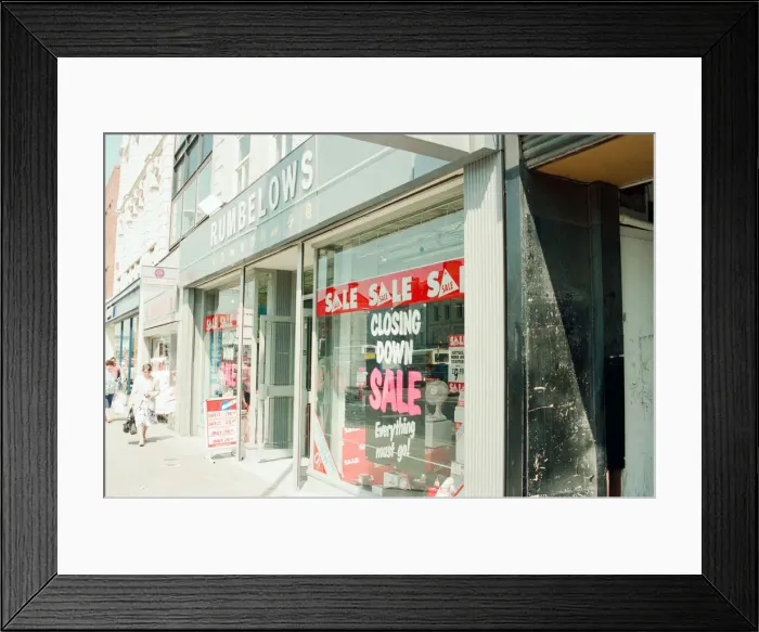 Framed Print : Stockton High Street Shops, 29th June 1993. Rumbelows Framed Print : Stockton High Street Shops, 29th June 1993. Rumbelows