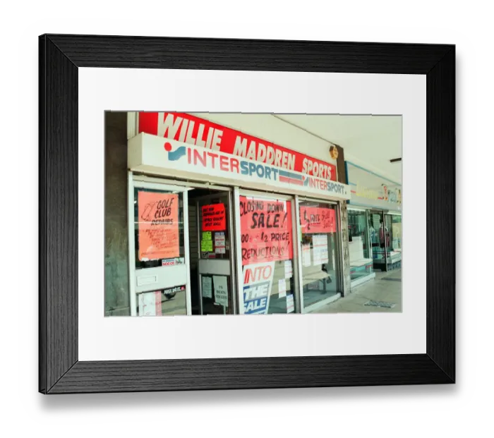 Framed Print : Stockton High Street Shops, 29th June 1993. Willie Maddren Sports Intersport Framed Print : Stockton High Street Shops, 29th June 1993. Willie Maddren Sports Intersport