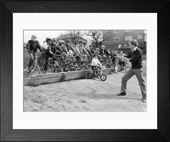 Framed Print : Ready for the off - youngsters try out the newly-completed BMX cycling track at Greenside Framed Print : Ready for the off - youngsters try out the newly-completed BMX cycling track at Greenside