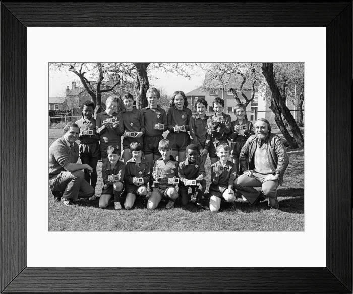 Framed Print : Rawthorpe Junior Schools A'team proudly displays the Huddersfield Junior Framed Print : Rawthorpe Junior Schools A'team proudly displays the Huddersfield Junior