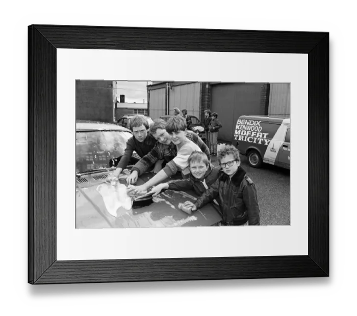 Framed Print : These scouts from 43rd Crosland Moor group were busy washing cars at Ronauto s Framed Print : These scouts from 43rd Crosland Moor group were busy washing cars at Ronauto s