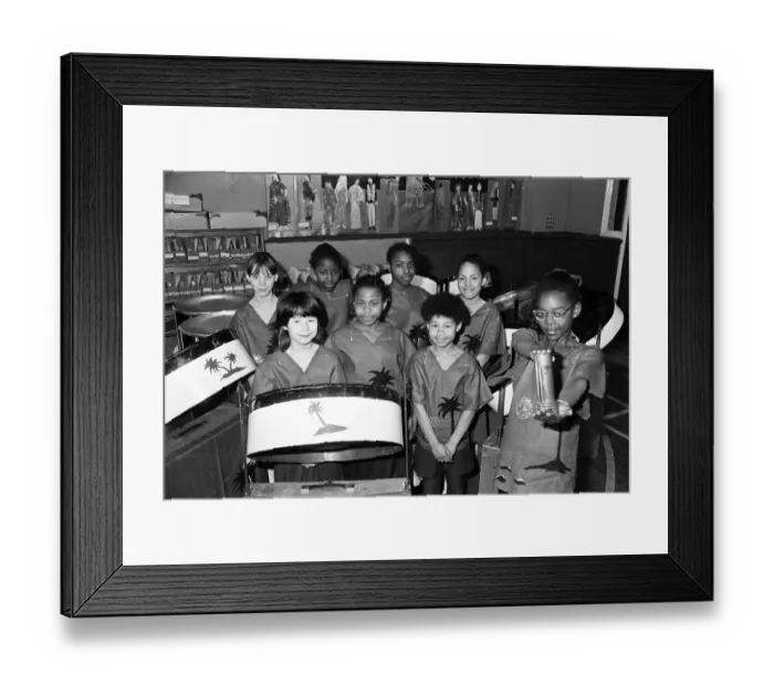 Framed Print : Mrs Sunderland Schoolsfest: Janet Reid (right) leader of the Birkby Junior Steel Framed Print : Mrs Sunderland Schoolsfest: Janet Reid (right) leader of the Birkby Junior Steel