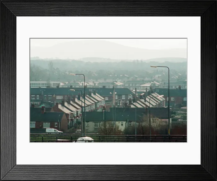 Framed Print : Middlesbrough, 16th February 1993. Rooftops and Chimney Pots Framed Print : Middlesbrough, 16th February 1993. Rooftops and Chimney Pots