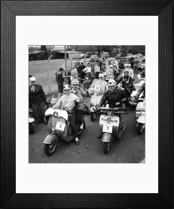 Framed Print : D. M. Scooter Realists: Southern competitors in the Daily Mirror Scooter Rally at Sywell Framed Print : D. M. Scooter Realists: Southern competitors in the Daily Mirror Scooter Rally at Sywell