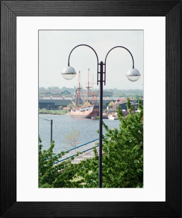Framed Print : Stockton Riverside Development, 1st June 1995. Replica of the Tall Ship Endeavour Framed Print : Stockton Riverside Development, 1st June 1995. Replica of the Tall Ship Endeavour