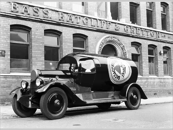 A Daimler TL30 Bass and Pale Ale bottle shaped lorry seen here outside the Bass Ratcliffe