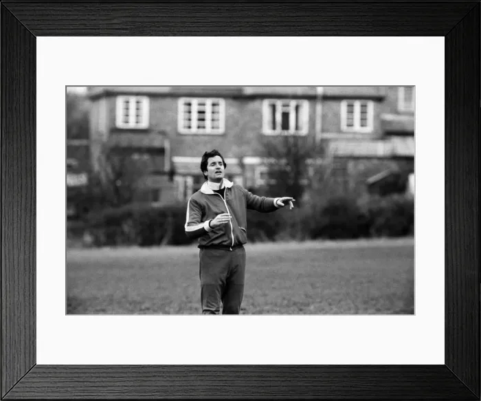 Framed Print : Leicester City manager Frank McLintock pictured during a training session