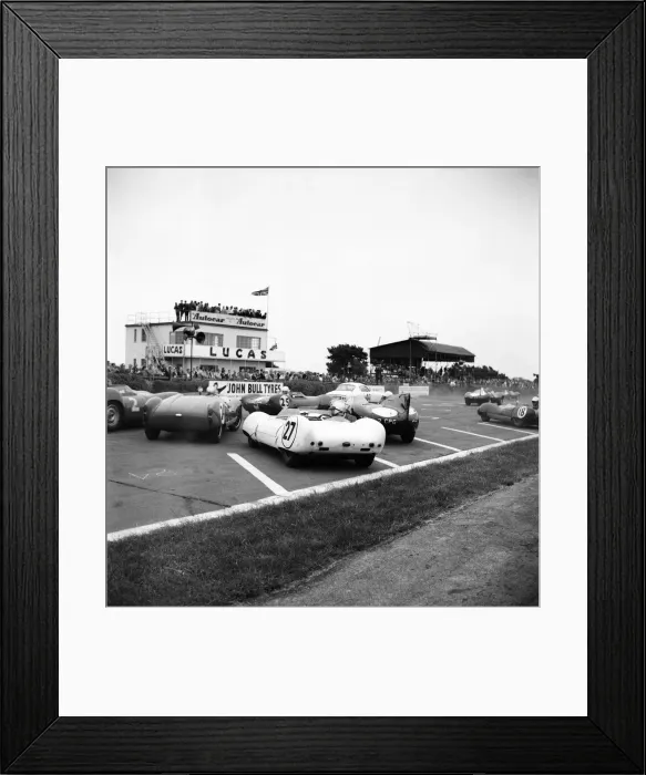 Framed Print : Motor car racing at Goodwood. Chichester, West Sussex. The start of Event 3