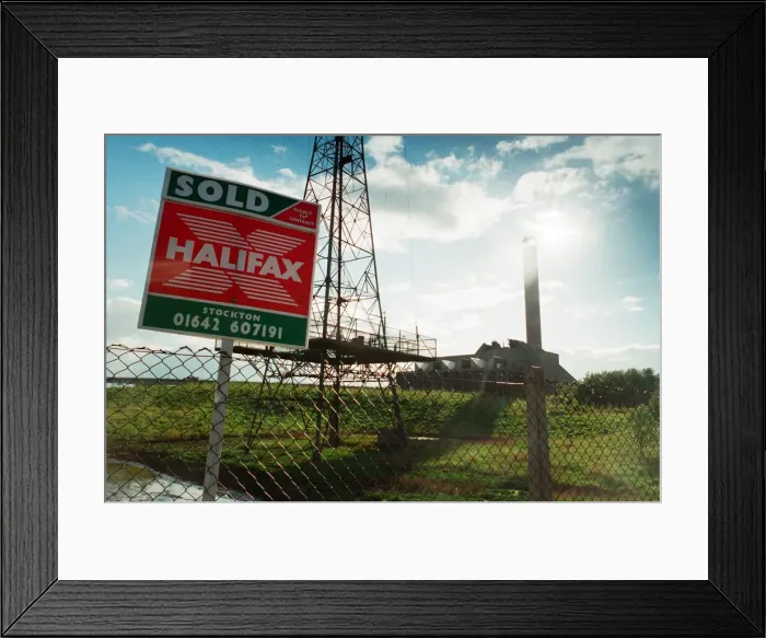 Framed Print : Incinerator near A19, Stockton, 13th May 1997. Estate Agent Sold Sign. Halifax Framed Print : Incinerator near A19, Stockton, 13th May 1997. Estate Agent Sold Sign. Halifax