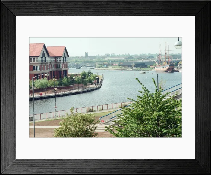Framed Print : Stockton Riverside Development, 1st June 1995. Replica of the Tall Ship Endeavour Framed Print : Stockton Riverside Development, 1st June 1995. Replica of the Tall Ship Endeavour