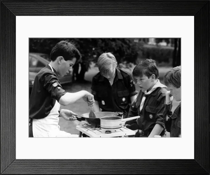 Framed Print : Just like mums cooking, these culinary artists from the 5th Guisborough Scout Troop are Framed Print : Just like mums cooking, these culinary artists from the 5th Guisborough Scout Troop are