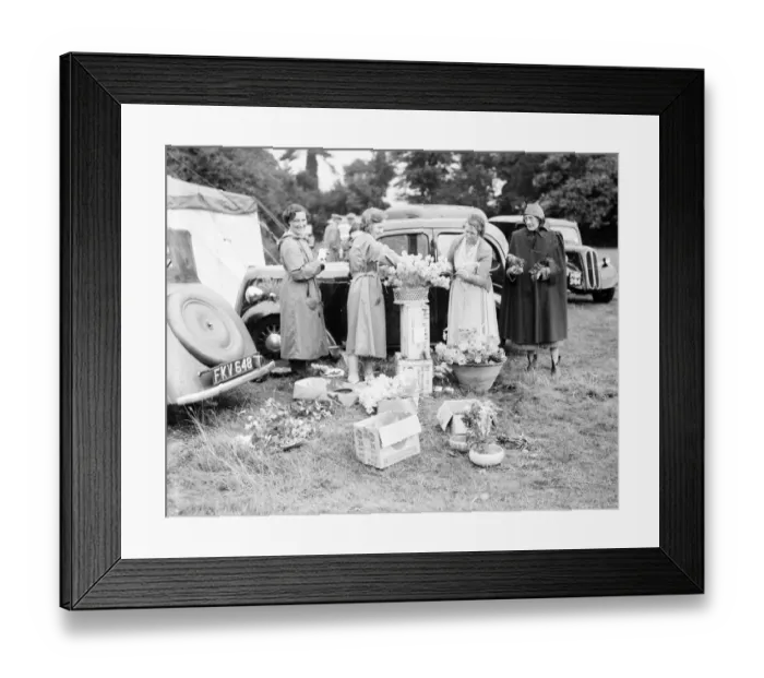 Framed Print : Competitors in the local flower and produce show (location not known
