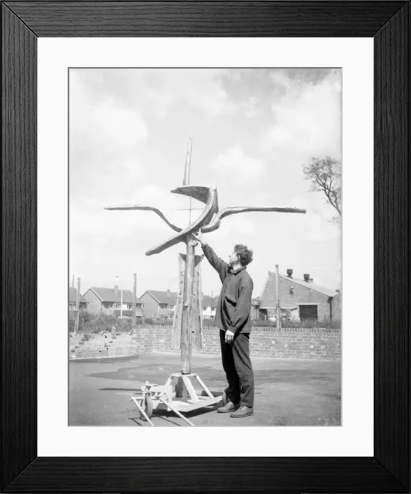 Framed Print : The cross of nails created by Geoffrey Clarke for the high alter at the newly built Framed Print : The cross of nails created by Geoffrey Clarke for the high alter at the newly built