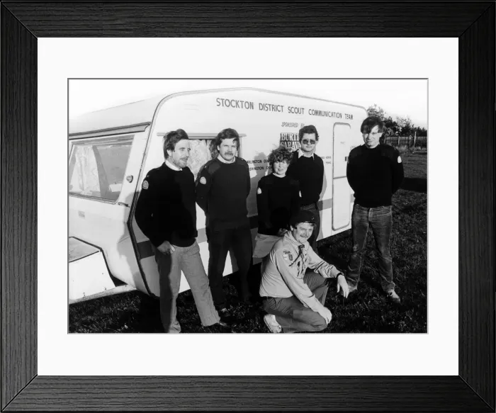 Framed Print : The Scouts Communications Team with their caravan, l-r John Lucas, Alan Swales Framed Print : The Scouts Communications Team with their caravan, l-r John Lucas, Alan Swales