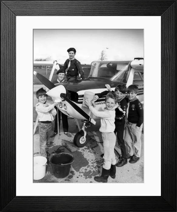 Framed Print : Stockton Cubs and Scouts, kept their feet on the ground when their fund raising took off Framed Print : Stockton Cubs and Scouts, kept their feet on the ground when their fund raising took off