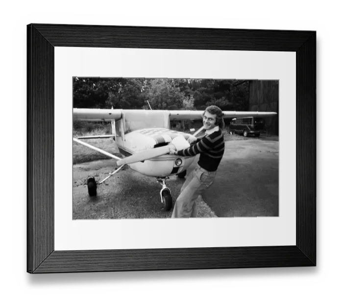 Framed Print : Leicester City footballer Keith Weller takes to flying. 17th October 1973 Framed Print : Leicester City footballer Keith Weller takes to flying. 17th October 1973