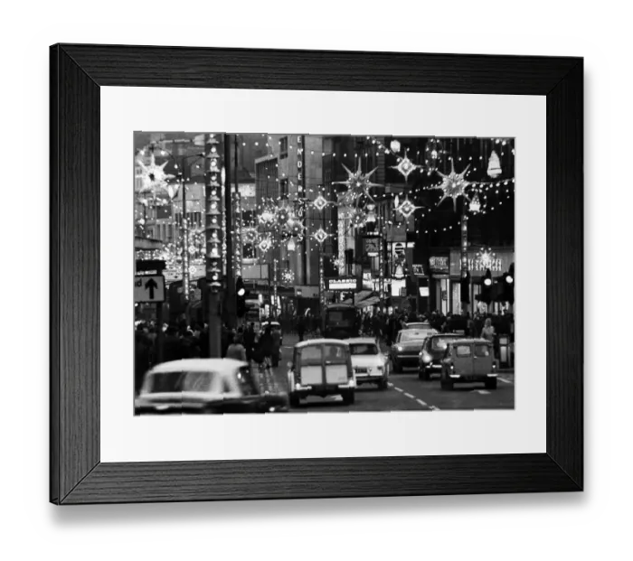 Framed Print : Christmas lights illuminated a busy Church Street, Liverpool Framed Print : Christmas lights illuminated a busy Church Street, Liverpool