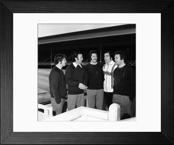 Framed Print : Leicester City players at Filbert Street. Left to right: Dennis Rofe Framed Print : Leicester City players at Filbert Street. Left to right: Dennis Rofe
