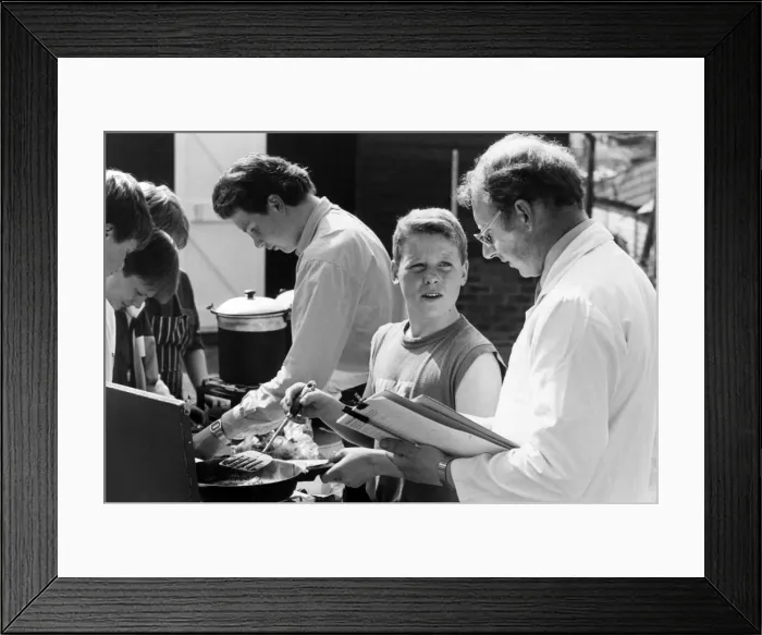 Framed Print : Boys Scouts pictured during cooking competition in Guisborough, Redcar and Cleveland