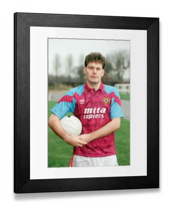 Framed Print : Footballer Ivo Stas in an Aston Villa shirt, 31st December 1990