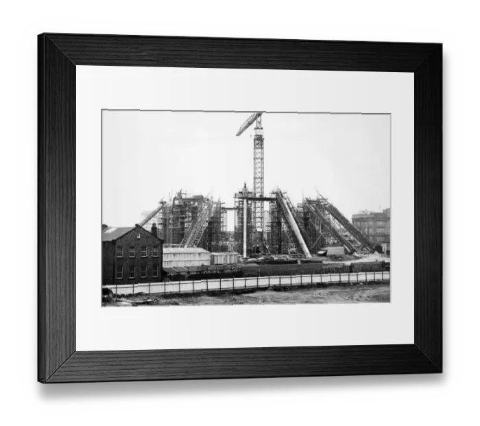 Framed Print : Construction of Liverpool Metropolitan Cathedral, showing the use of steel and concrete Framed Print : Construction of Liverpool Metropolitan Cathedral, showing the use of steel and concrete