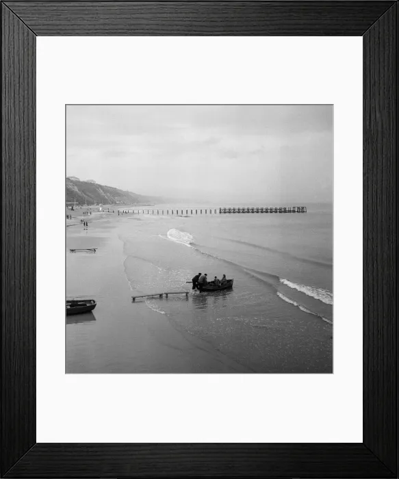 Framed Print : The beach in Bournemouth, Dorset, is deserted over the Easter holidays due to rain Framed Print : The beach in Bournemouth, Dorset, is deserted over the Easter holidays due to rain