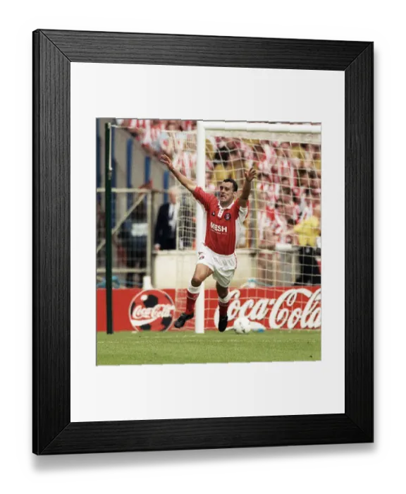 Framed Print : Clive Mendonca Charlton Athletic May 1998 Football Player celebrates celebrating after Framed Print : Clive Mendonca Charlton Athletic May 1998 Football Player celebrates celebrating after