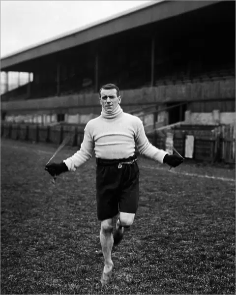 Southend F. C training for cup tie. 29th January 1921. Captain Arthur Whalley skipping