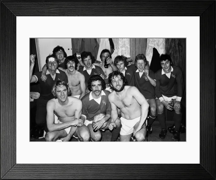 Framed Print : Charlton Athletic celebrate their promotion to Division One in the dressing room Framed Print : Charlton Athletic celebrate their promotion to Division One in the dressing room
