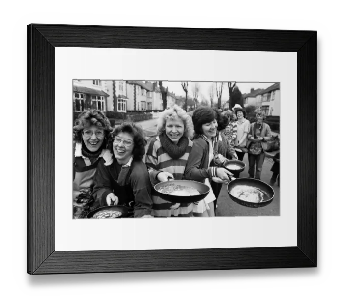 Framed Print : Wainbody Avenue pancake race. 23rd February 1982