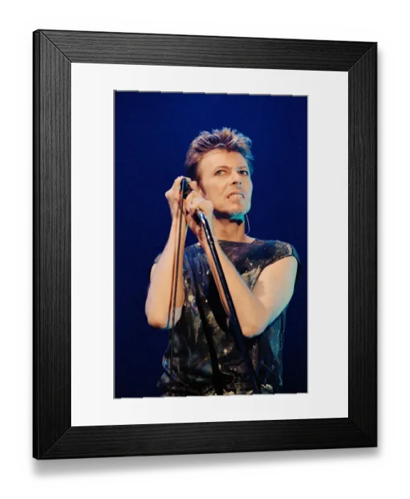 Framed Print : Pop star David Bowie performing on stage during a concert at The Scottish Exhibition Framed Print : Pop star David Bowie performing on stage during a concert at The Scottish Exhibition